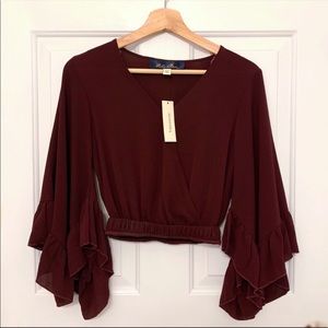 Dark Purple Francesca’s Bell Sleeve Top